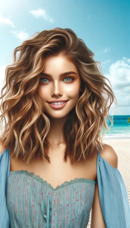 Tóc sóng nổi xoắn nhẹ kiểu beach waves