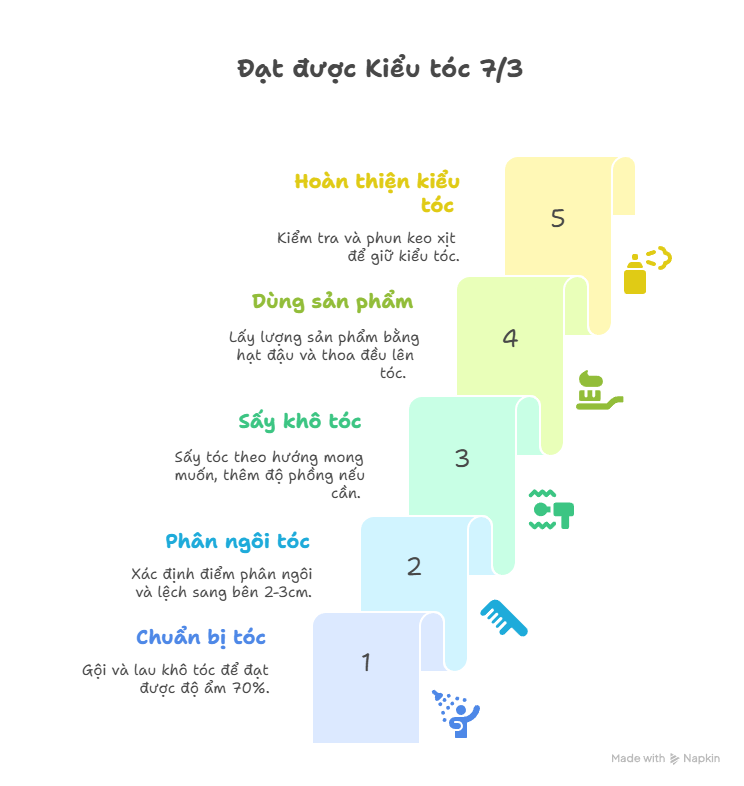 5 bước tạo kiểu tóc 7/3