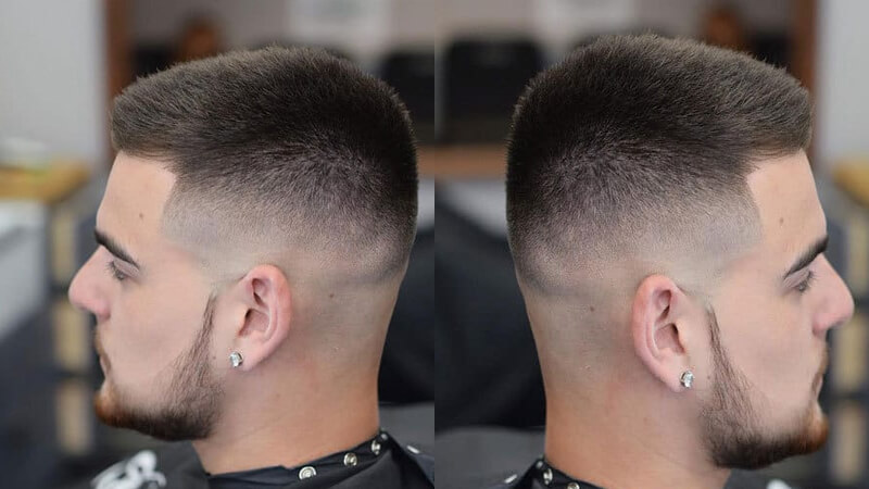 Nam mặt vuông với burr cut